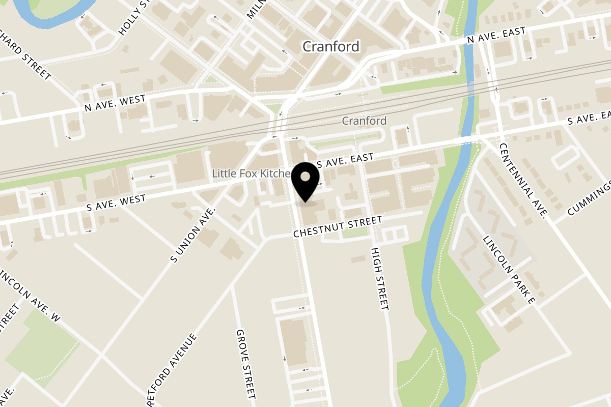 Map showing the location of Ani Ramen Cranford on 109 Walnut Ave in Cranford