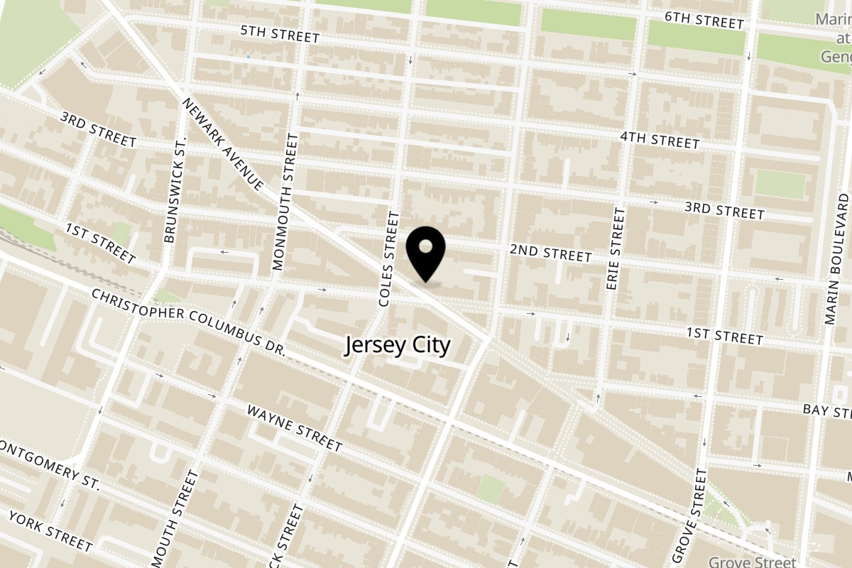 Map showing the location of Ani Ramen Jersey City on 218 Newark Ave in Jersey City